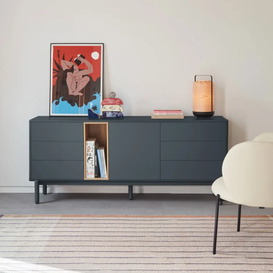 Best Teulat CORVO Buffet 1 porte 6 tiroirs en bois L180cm