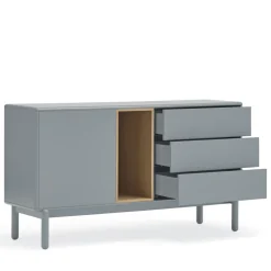 Outlet Teulat CORVO Buffet 1 porte 3 tirois en bois L136,8cm