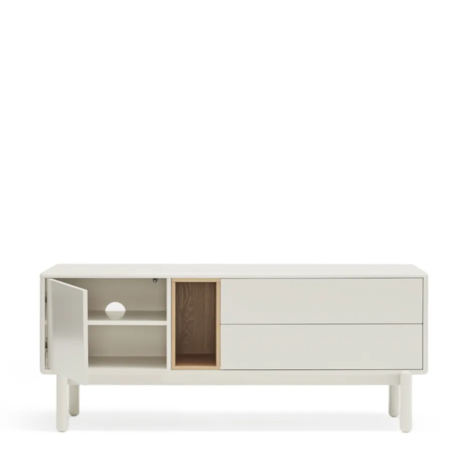 New Teulat CORVO Meuble tv 1 porte 1 niche et tiroir en bois L140cm