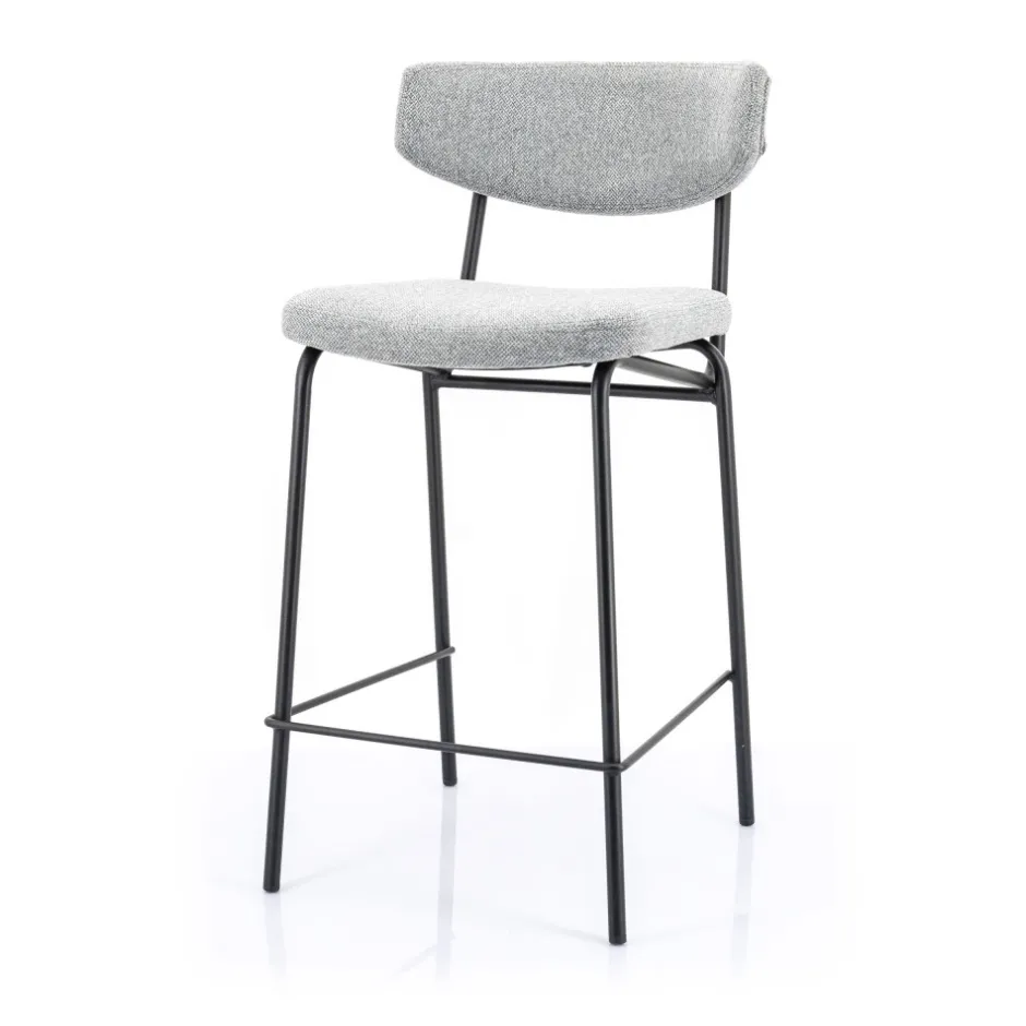 Hot By-Boo CROCKETT Lot de 2 chaises de bar en tissu et métal H66cm