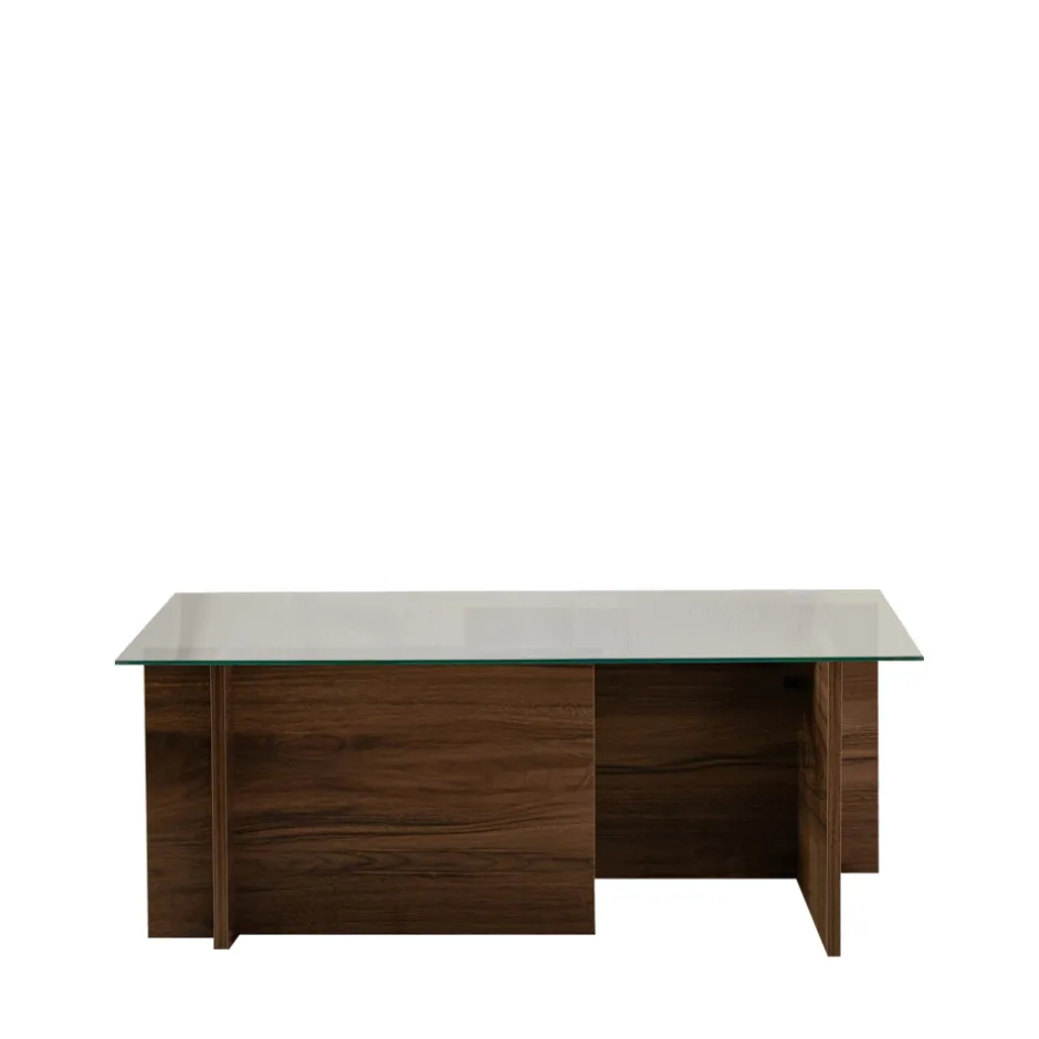 Clearance Drawer CUBIX II Table basse en verre trempé et bois
