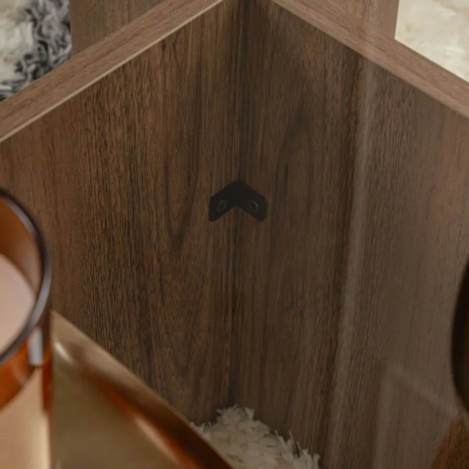 Clearance Drawer CUBIX Table basse en verre trempé et bois