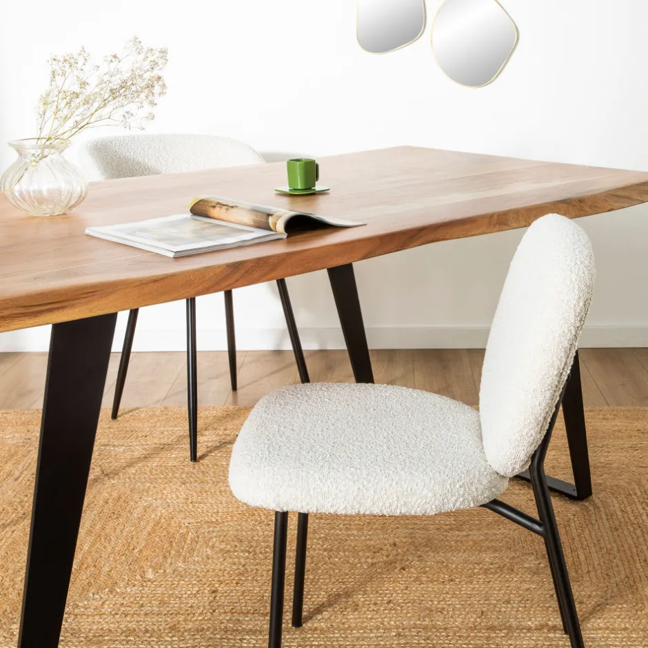 Discount Drawer DALBY Lot de 2 chaises en tissu bouclette et métal