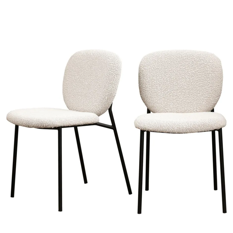Discount Drawer DALBY Lot de 2 chaises en tissu bouclette et métal