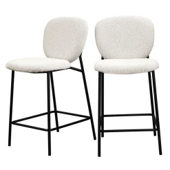 New Drawer DALBY Lot de 2 tabourets de bar en tissu bouclette et métal H65cm