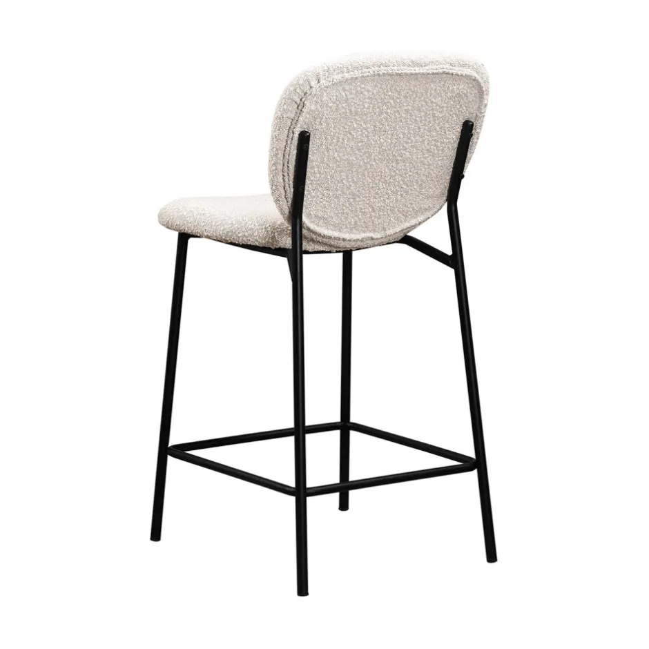 New Drawer DALBY Lot de 2 tabourets de bar en tissu bouclette et métal H65cm