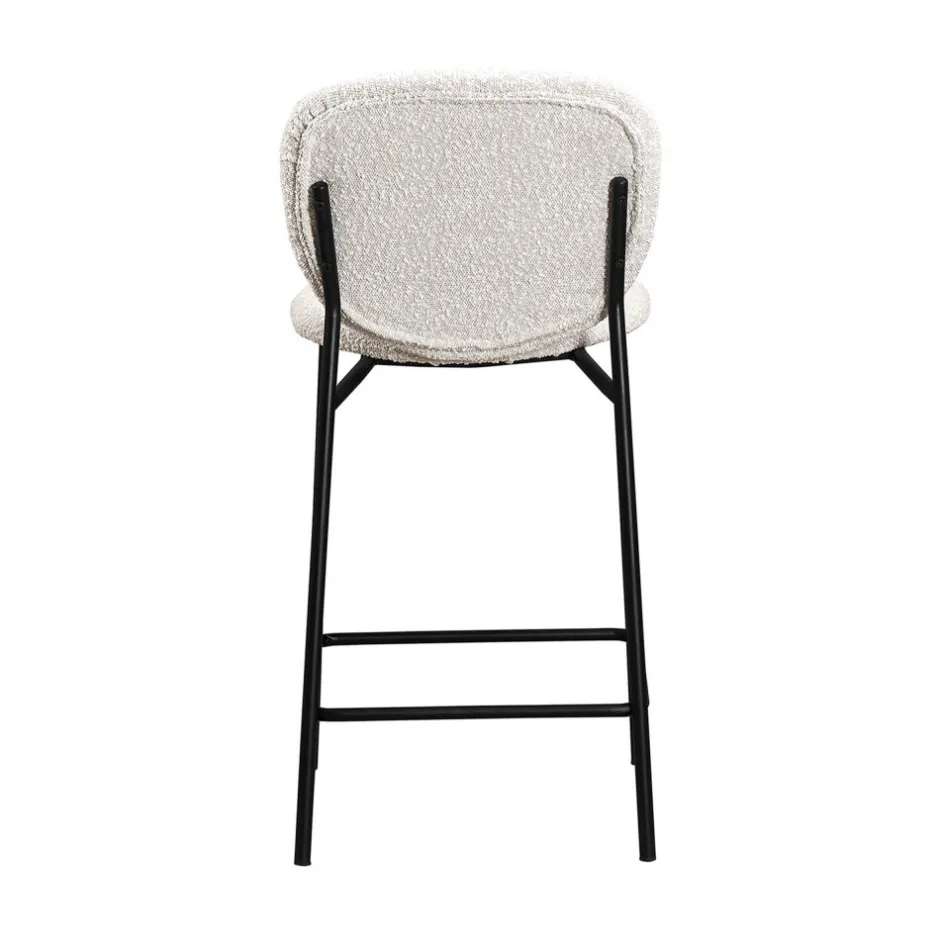 New Drawer DALBY Lot de 2 tabourets de bar en tissu bouclette et métal H65cm