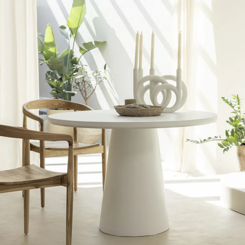 Online Drawer DANLI Table à manger 4 personnes ronde en fibre de ciment