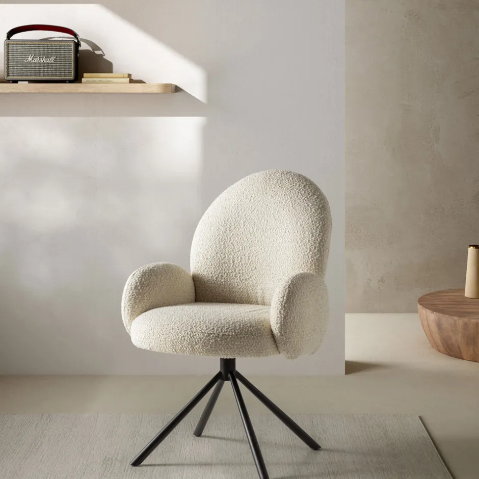 Online No name DOURO Chaise de bureau en tissu bouclette et métal