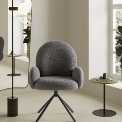 Online No name DOURO Chaise de bureau en tissu bouclette et métal