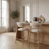 Online Drawer DRACO Lot de 2 chaises de bar en tissu pieds effet bois clair H65cm