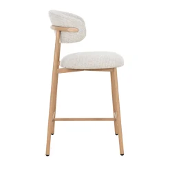 Online Drawer DRACO Lot de 2 chaises de bar en tissu pieds effet bois clair H65cm