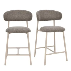 Online Drawer DRACO Lot de 2 chaises de bar en tissu pieds beiges H65cm