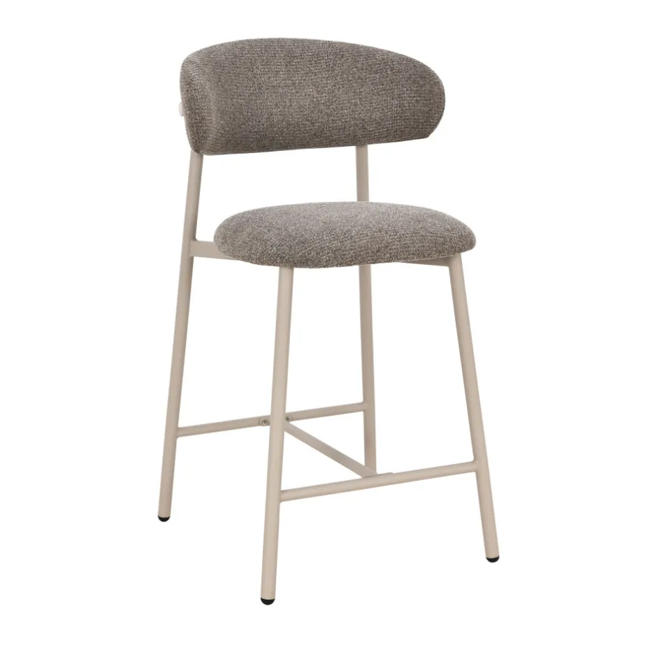 Online Drawer DRACO Lot de 2 chaises de bar en tissu pieds beiges H65cm