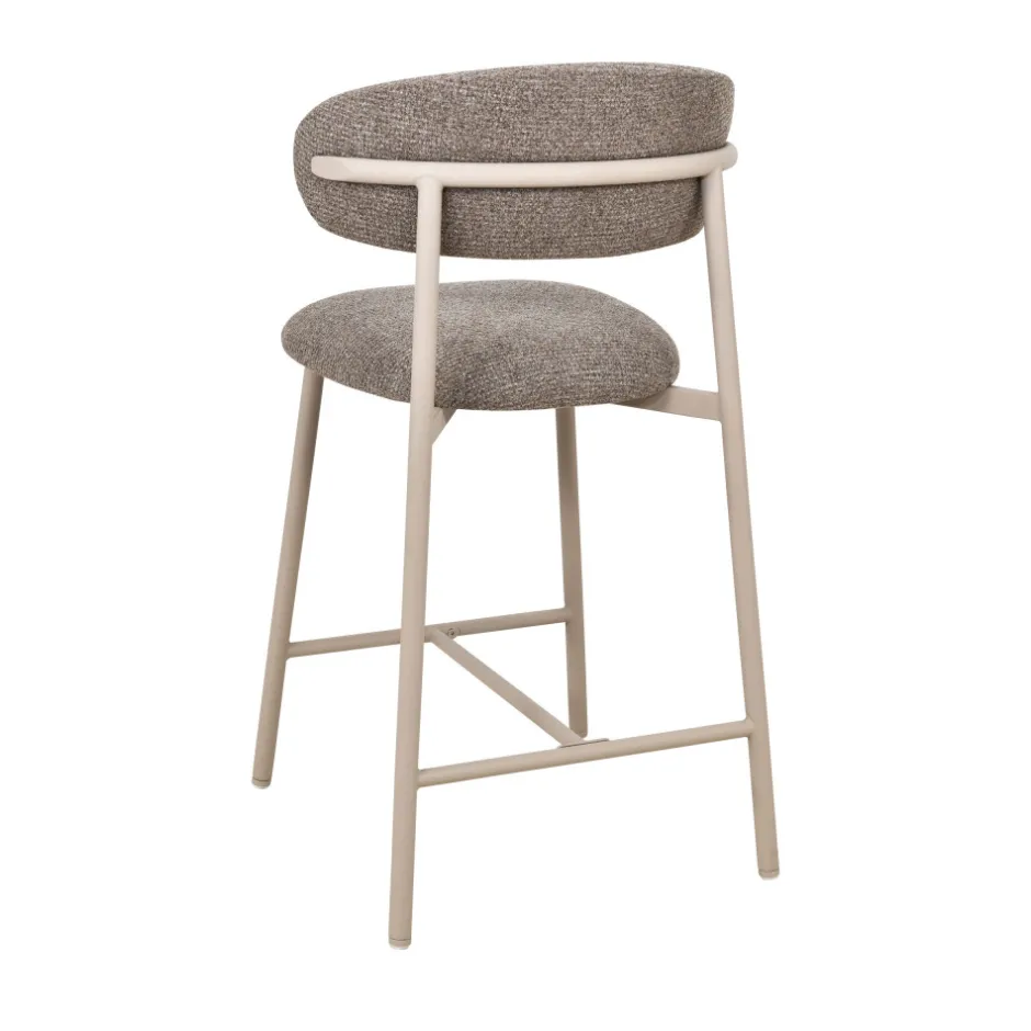 Online Drawer DRACO Lot de 2 chaises de bar en tissu pieds beiges H65cm