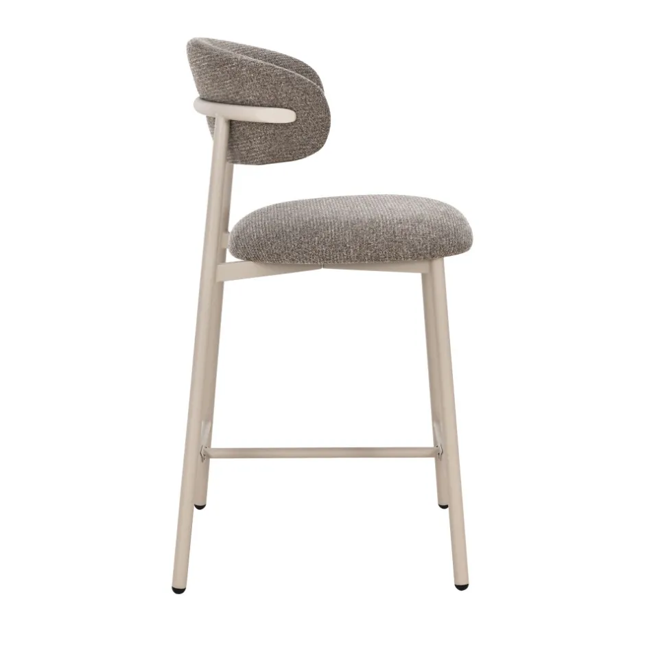 Online Drawer DRACO Lot de 2 chaises de bar en tissu pieds beiges H65cm