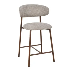 New Drawer DRACO Lot de 2 chaises de bar en tissu pieds effet bois foncé H65cm