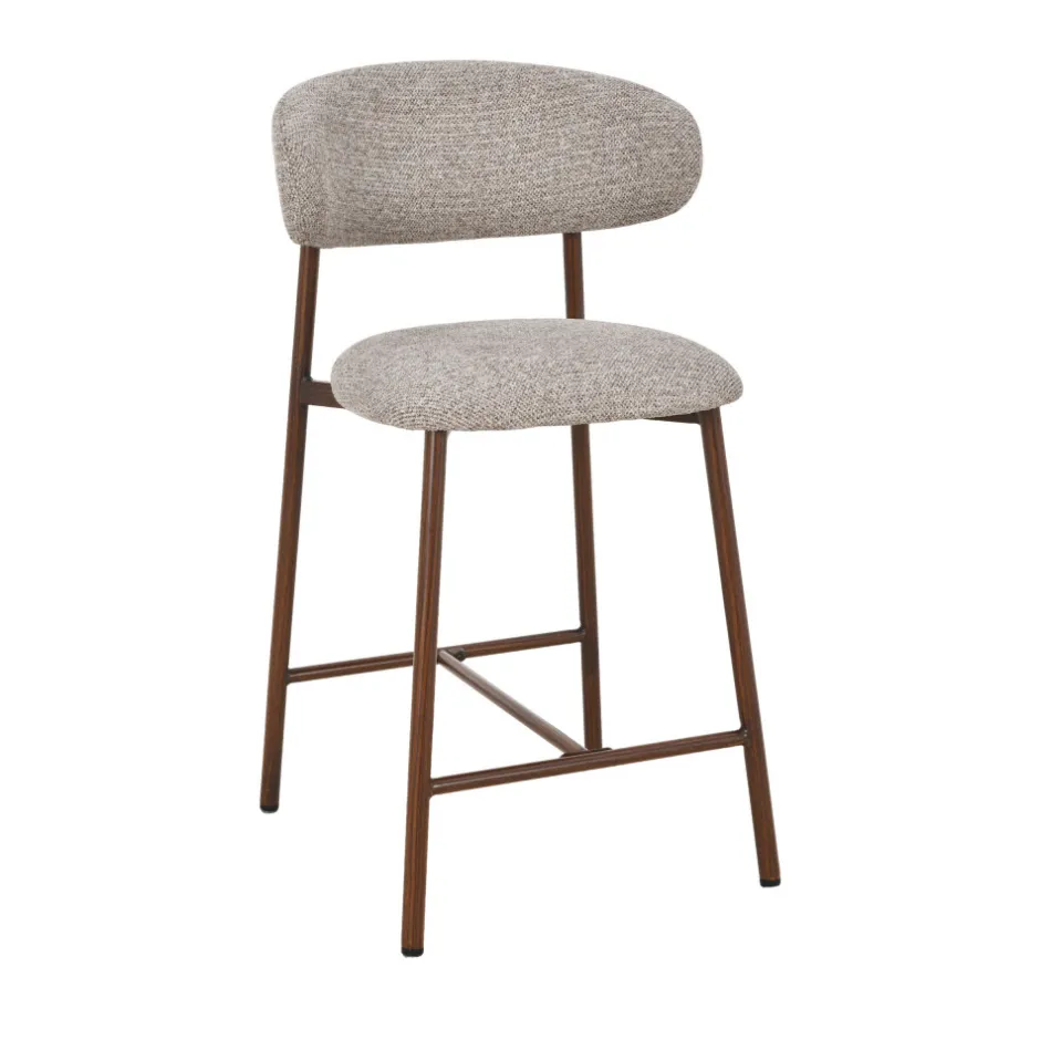 New Drawer DRACO Lot de 2 chaises de bar en tissu pieds effet bois foncé H65cm