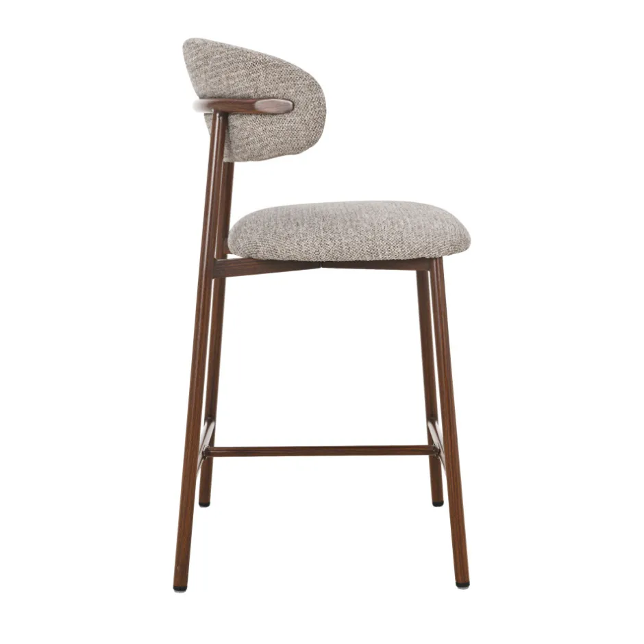 New Drawer DRACO Lot de 2 chaises de bar en tissu pieds effet bois foncé H65cm