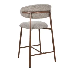 New Drawer DRACO Lot de 2 chaises de bar en tissu pieds effet bois foncé H65cm