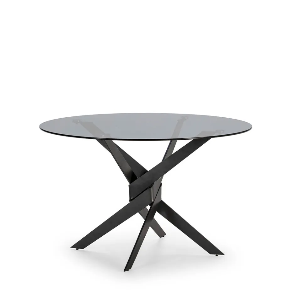 Discount No name DRAVON Table à manger 4 personnes en verre trempé et métal