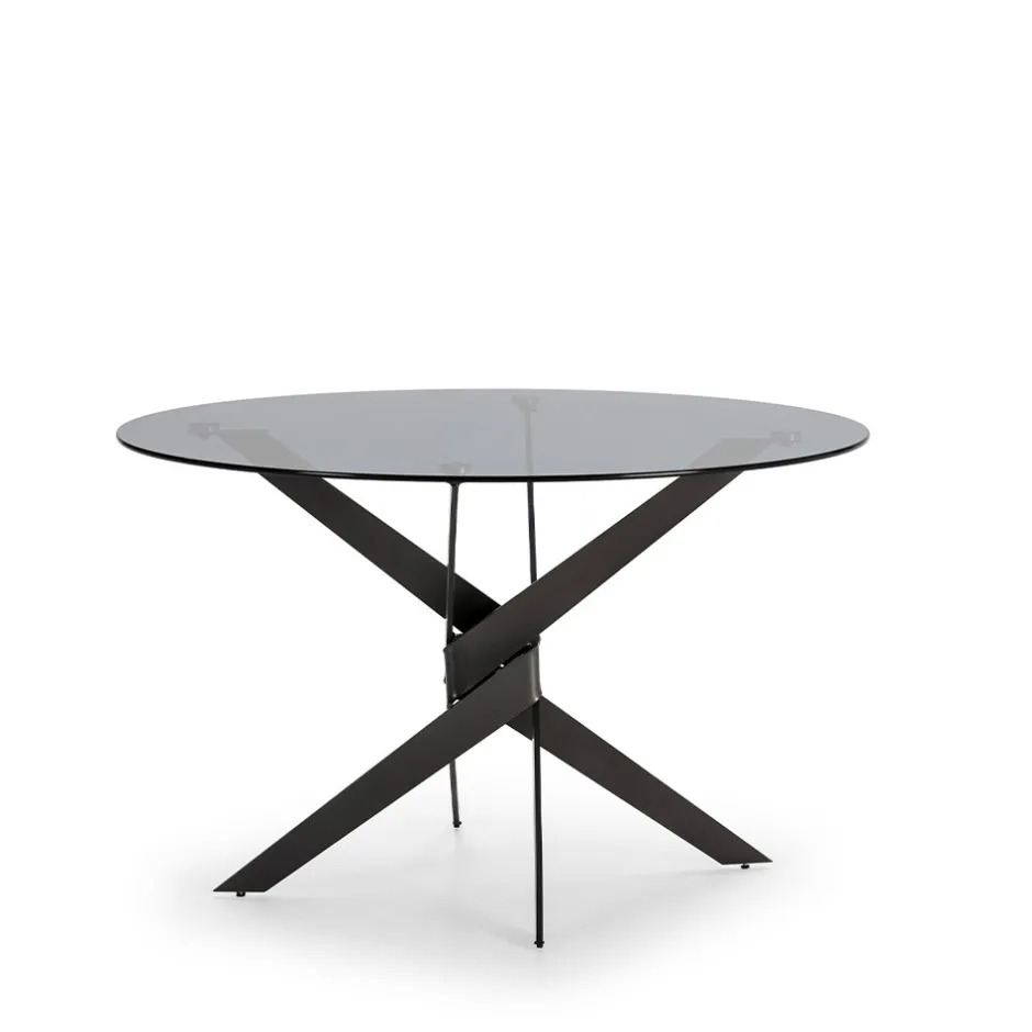 Discount No name DRAVON Table à manger 4 personnes en verre trempé et métal