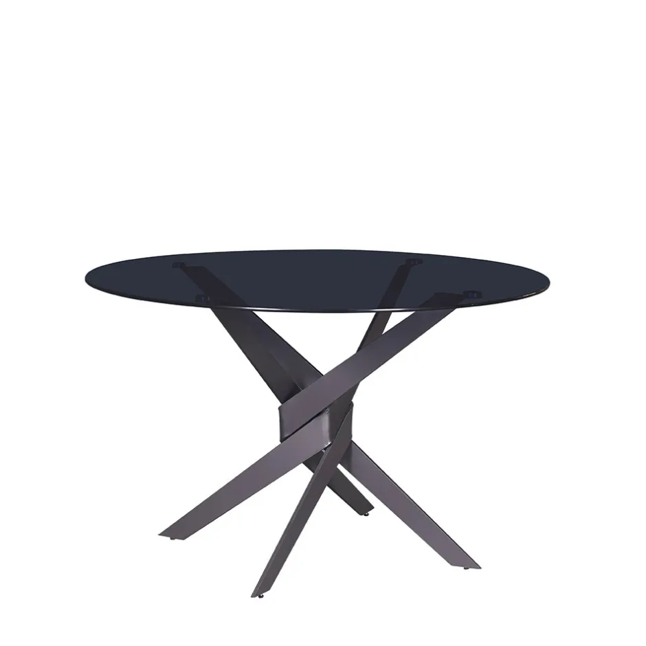 Discount No name DRAVON Table à manger 4 personnes en verre trempé et métal