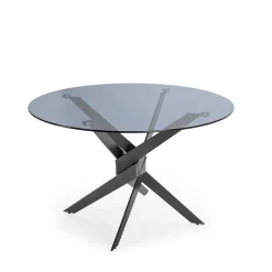 Discount No name DRAVON Table à manger 4 personnes en verre trempé et métal