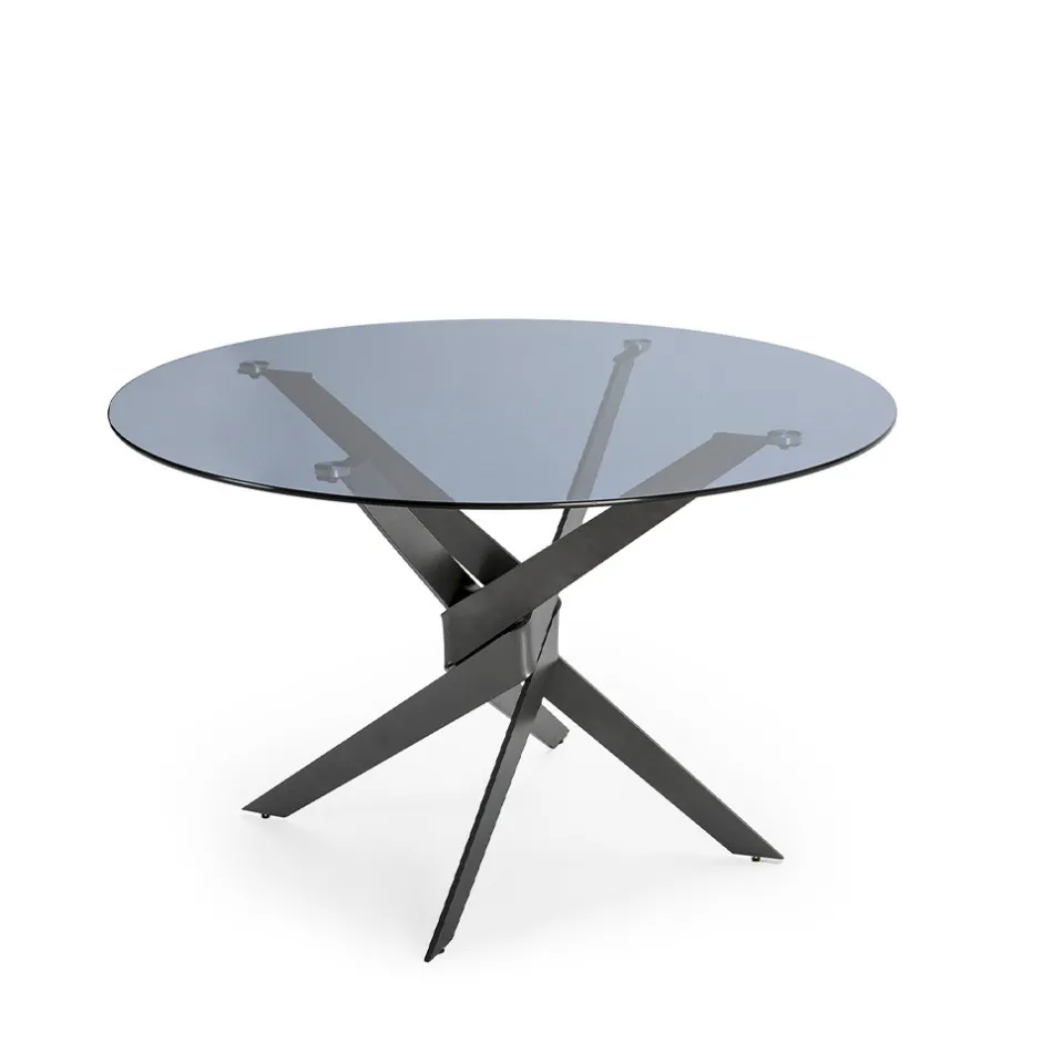 Discount No name DRAVON Table à manger 4 personnes en verre trempé et métal