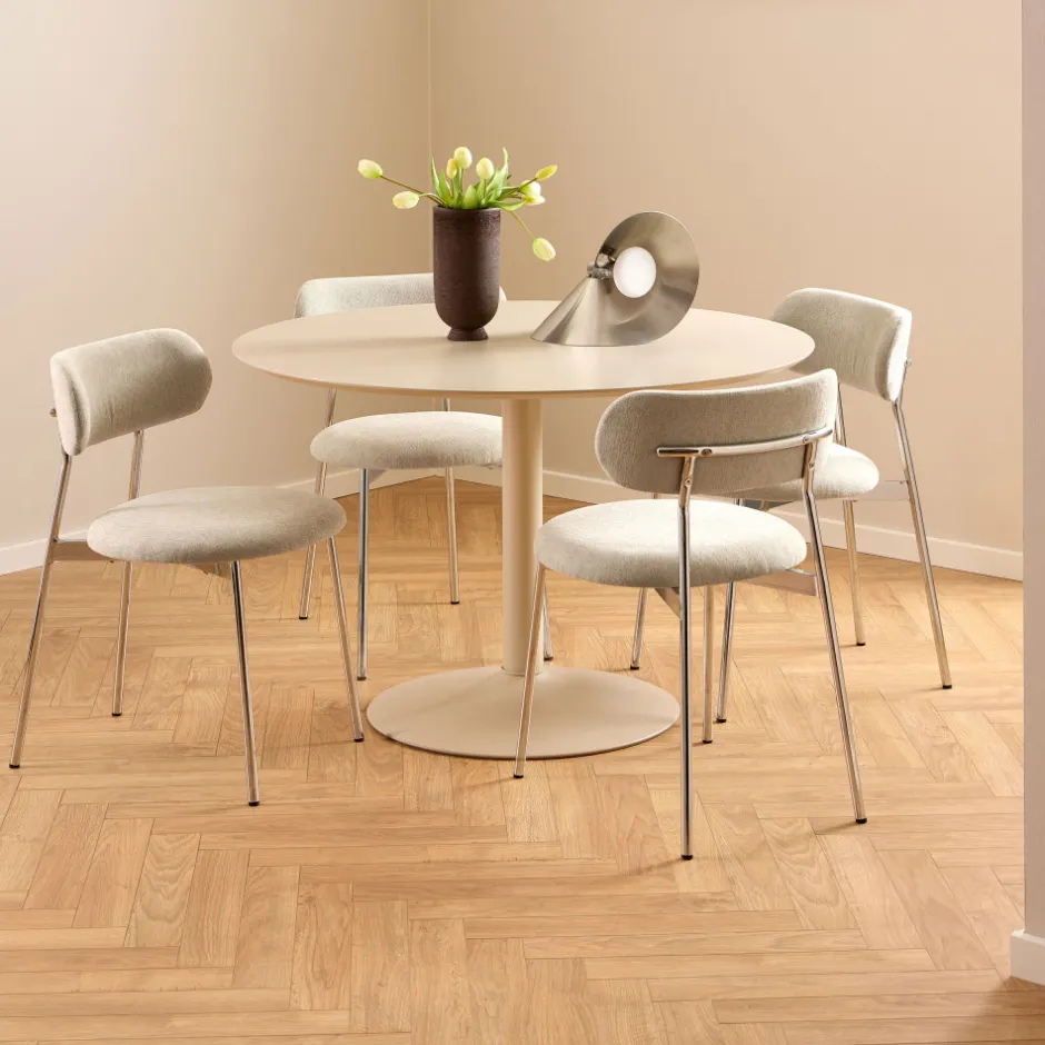 Outlet Drawer ELLI Lot de 2 chaises en tissu pieds chrome