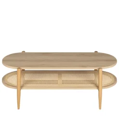 Best Drawer ELLOS Table basse ovale en bois et cannage