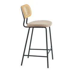 Clearance No name EMA Lot de 2 tabourets de bar en tissu bouclette et métal H66,5cm