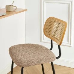 Clearance No name EMA Lot de 2 tabourets de bar en tissu bouclette et métal H66,5cm