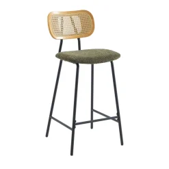 Clearance No name EMA Lot de 2 tabourets de bar en tissu bouclette et métal H66,5cm