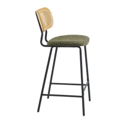 Clearance No name EMA Lot de 2 tabourets de bar en tissu bouclette et métal H66,5cm