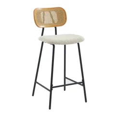 Clearance No name EMA Lot de 2 tabourets de bar en tissu bouclette et métal H66,5cm