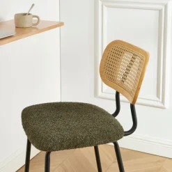 Clearance No name EMA Lot de 2 tabourets de bar en tissu bouclette et métal H66,5cm