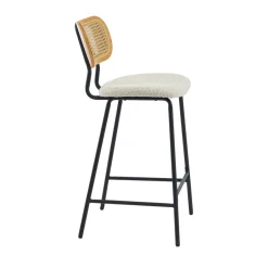 Clearance No name EMA Lot de 2 tabourets de bar en tissu bouclette et métal H66,5cm