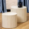 New Drawer EQUICOLA Lot de 2 tables d'appoint ovales en effet travertin