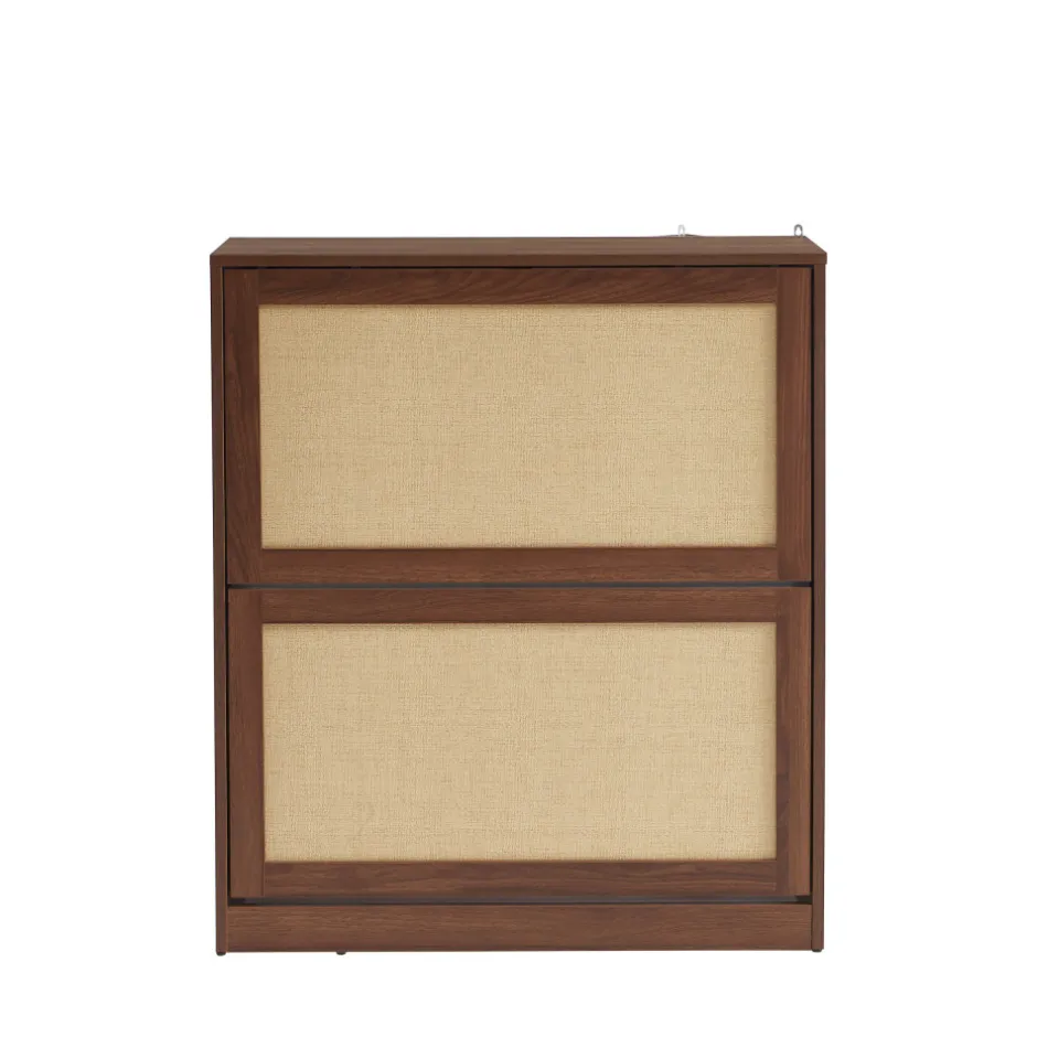 Outlet No name ESTELA Meuble à chaussures 2 portes en bois et cannage L80cm