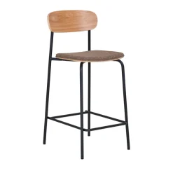 Discount House Nordic ESTEPONA Lot de 2 tabourets de bar en bois, tissu et métal H66cm