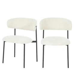 Online Drawer ESTER Lot de 2 chaises en tissu bouclette et métal
