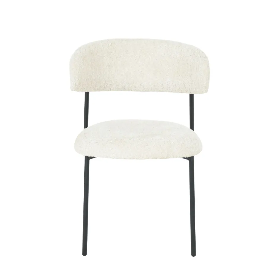 Online Drawer ESTER Lot de 2 chaises en tissu bouclette et métal