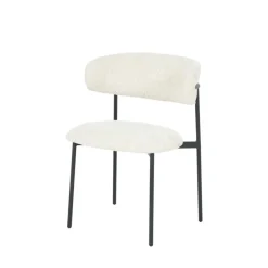 Online Drawer ESTER Lot de 2 chaises en tissu bouclette et métal