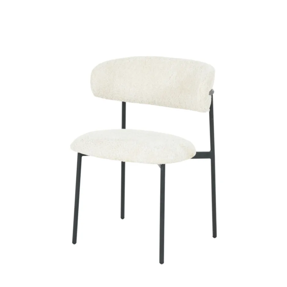 Online Drawer ESTER Lot de 2 chaises en tissu bouclette et métal