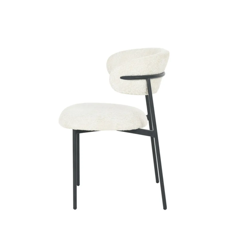 Online Drawer ESTER Lot de 2 chaises en tissu bouclette et métal
