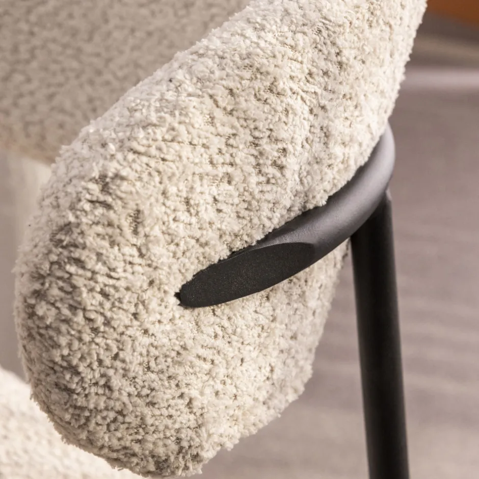 Online Drawer ESTER Lot de 2 chaises en tissu bouclette et métal