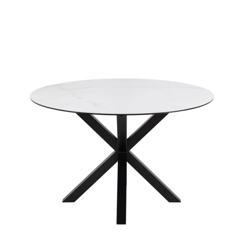 Sale Drawer EURAME Table à manger 4 places ronde en céramique et métal