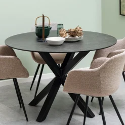 Sale Drawer EURAME Table à manger 4 places ronde en céramique et métal