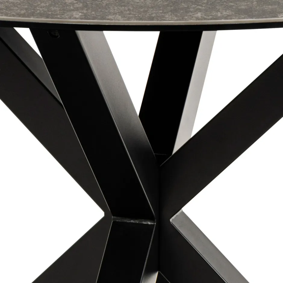 Sale Drawer EURAME Table à manger 4 places ronde en céramique et métal